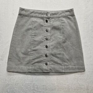 Charlotte Russe Ribbed Mini Skirt Button Front Gray Women S